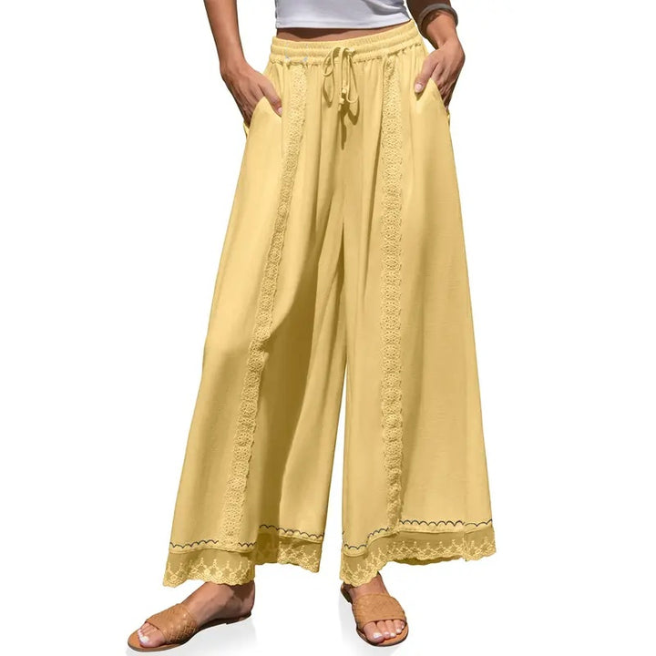 Lace Trim Wide Leg Pants