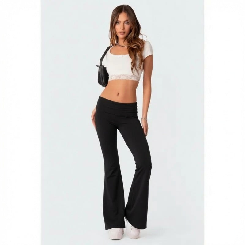 High Waist Slim Flared Pants
