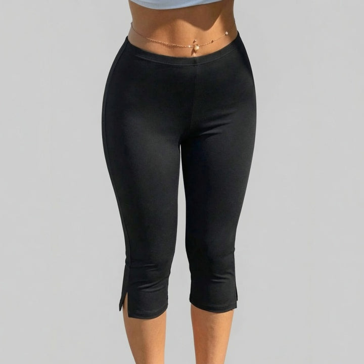 High Waist Split Hem Capri Leggings