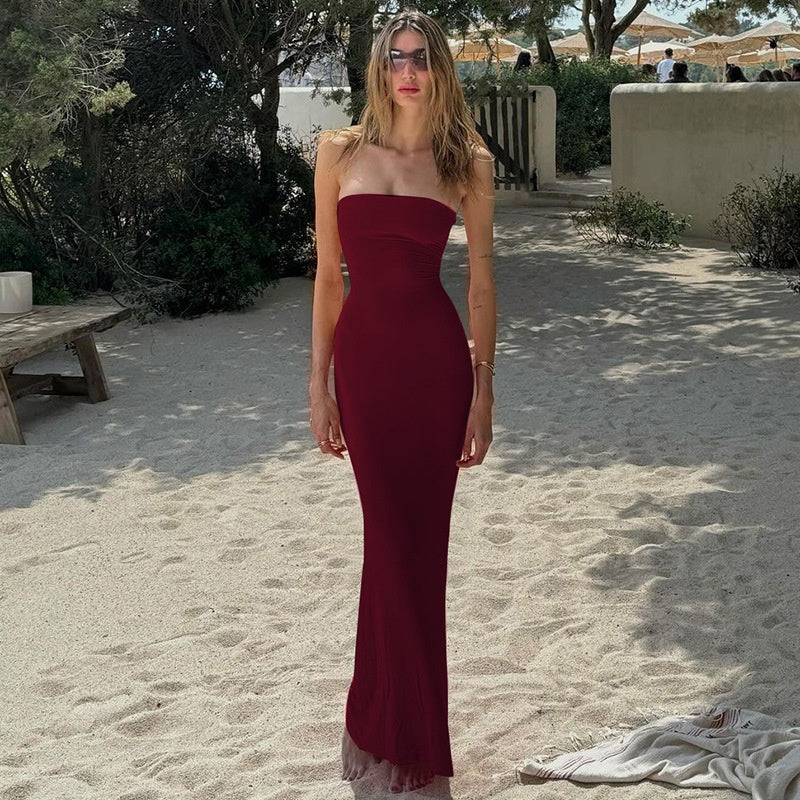 Strapless Backless Maxi Dress