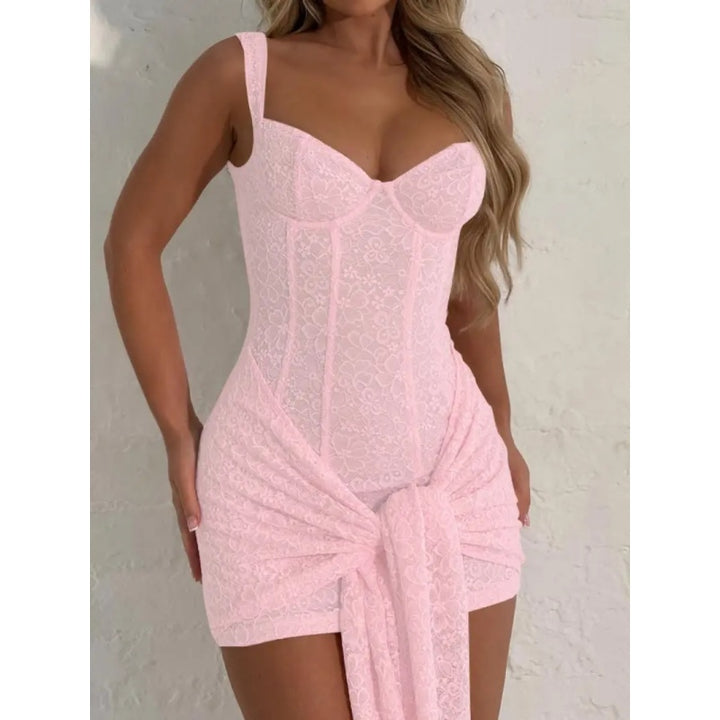 Lace V Neck Corset Bodycon Dress
