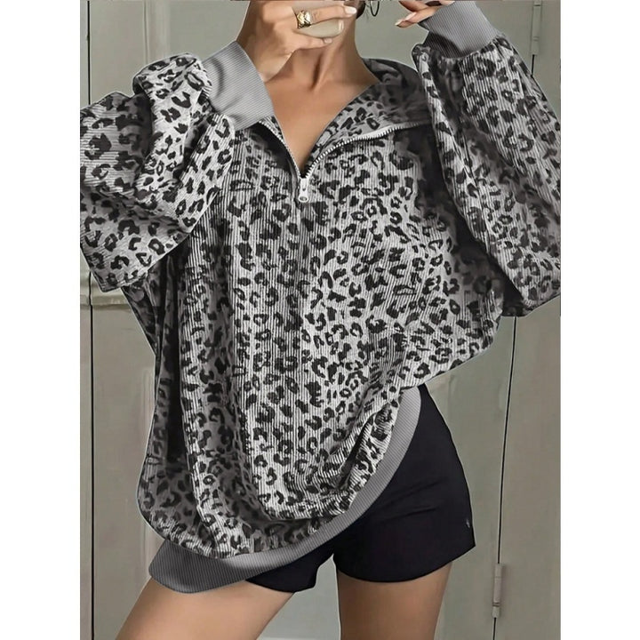 Leopard Half Zip Pullover
