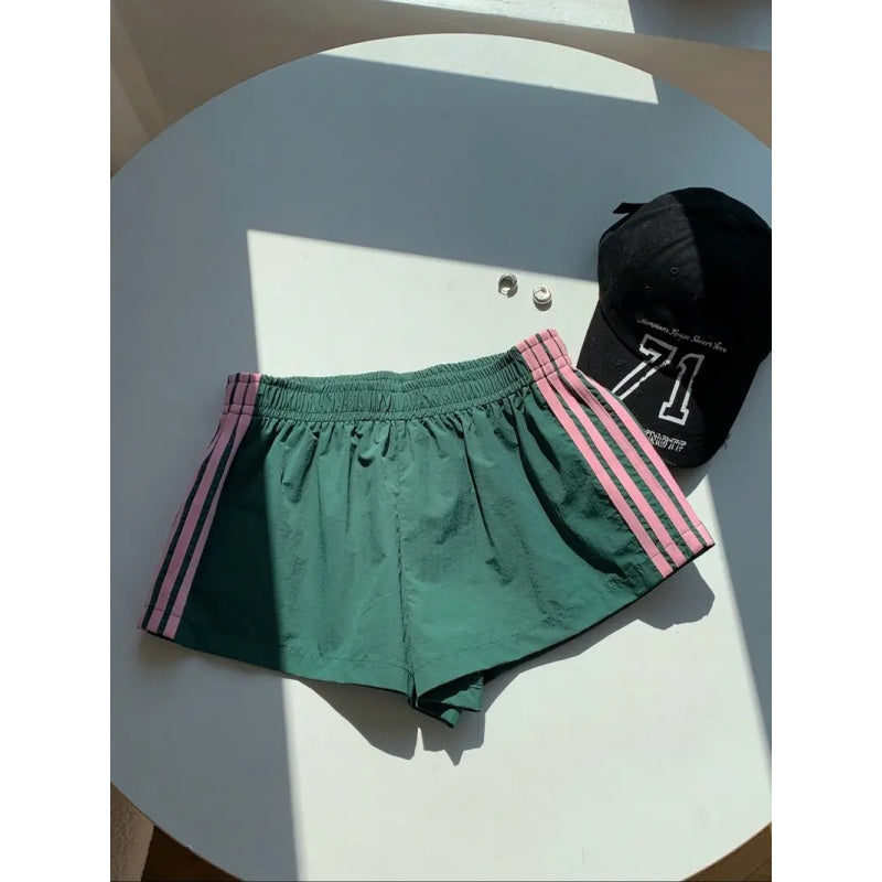 Retro Stripe High-Waist Shorts