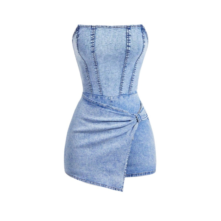 Strapless Denim Corset Romper Dress