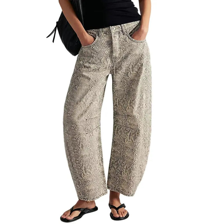 Vintage Print Wide Leg Pants