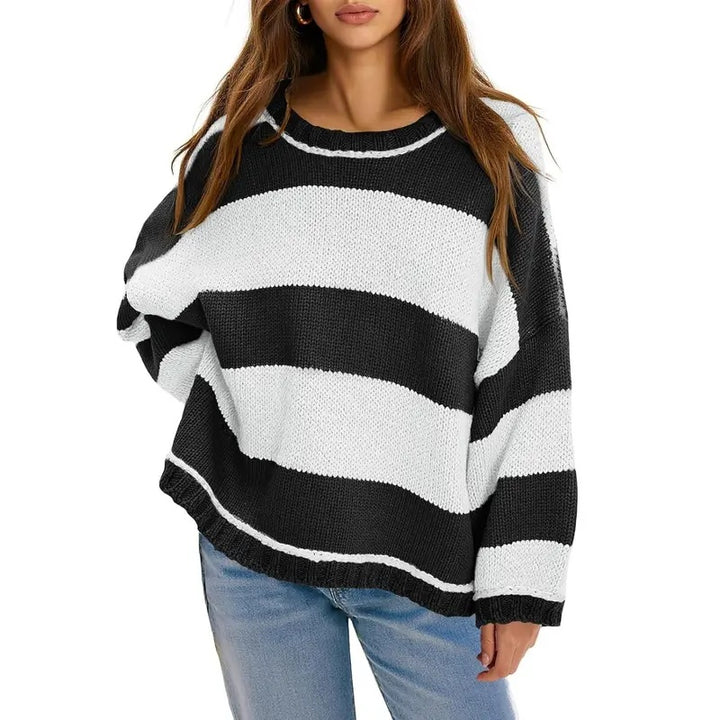 Striped Knit Oversized Sweater