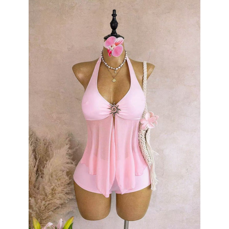 Polka Dot Halter Tankini Set