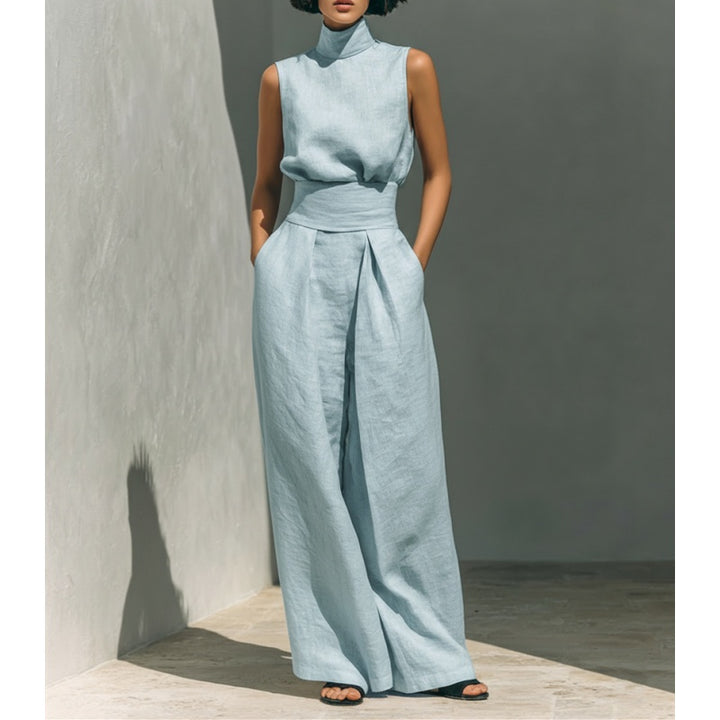 Linen Wide Leg Pants Set