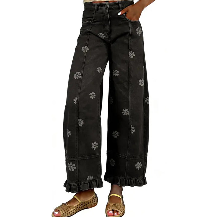Floral Barrel Wide Leg Jeans