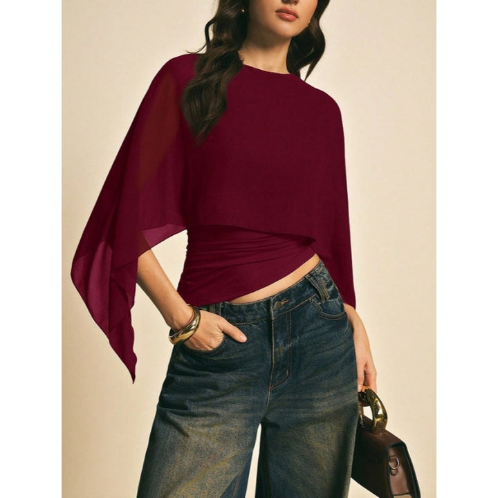 Elegant Cape Sleeve Chiffon Top