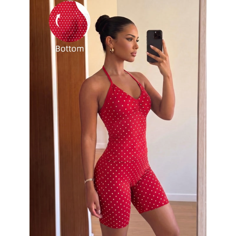 Polka Dot Halter Active Romper