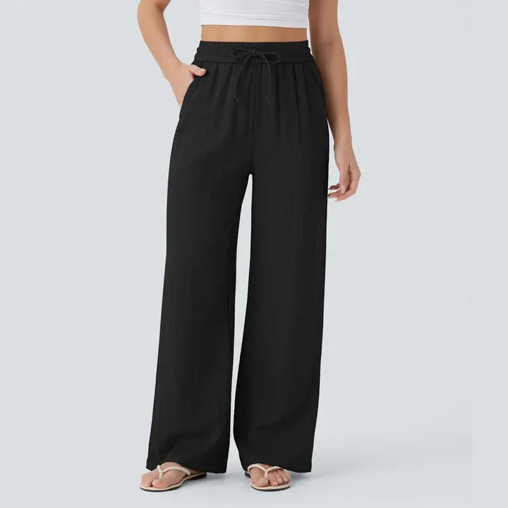 High Waist Drawstring Wide Leg Pants