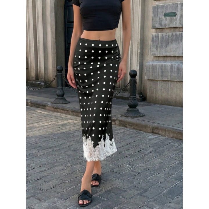 Polka Dot Lace Mermaid Midi Skirt