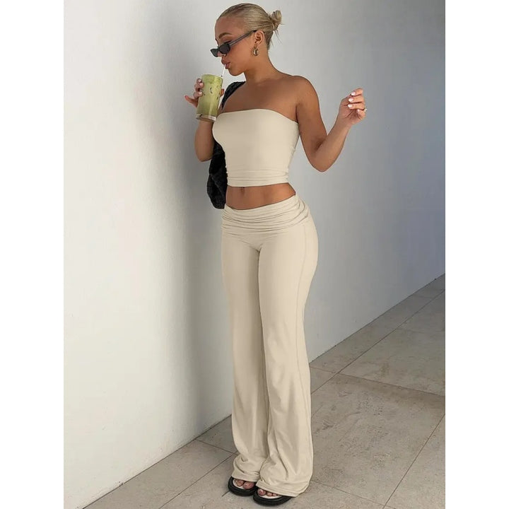 Strapless Flare Pants Two Piece Set