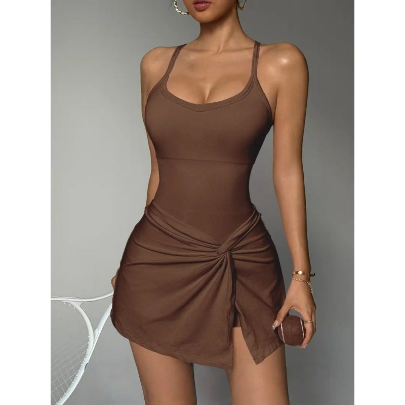 Twist Skirt Tennis Romper Dress
