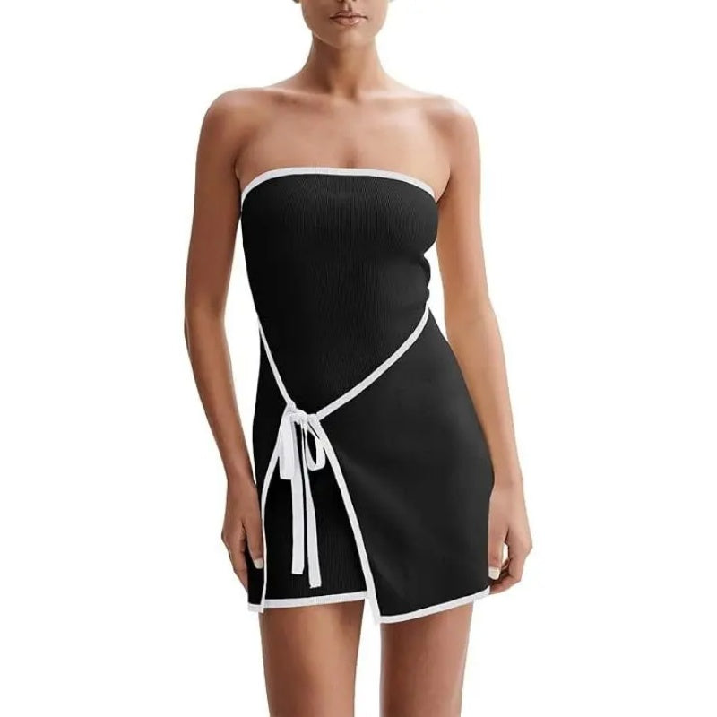 Ribbed Strapless Knit Dress