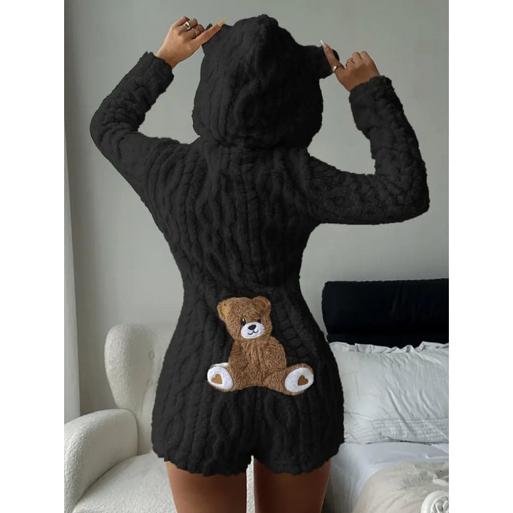 Teddy Bear Plush Hooded Romper