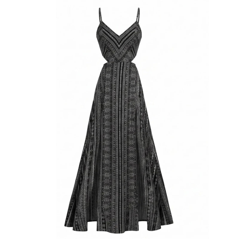 Boho Smocked High Slit Maxi Dress