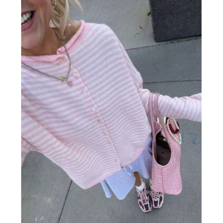 Striped Knit Cardigan Sweater