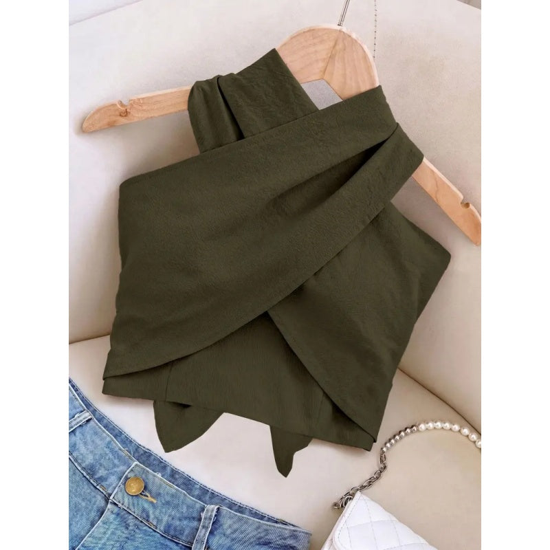 Cross Halter Backless Crop Top