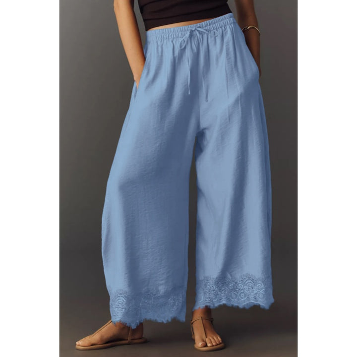Lace Hem Wide Leg Pants