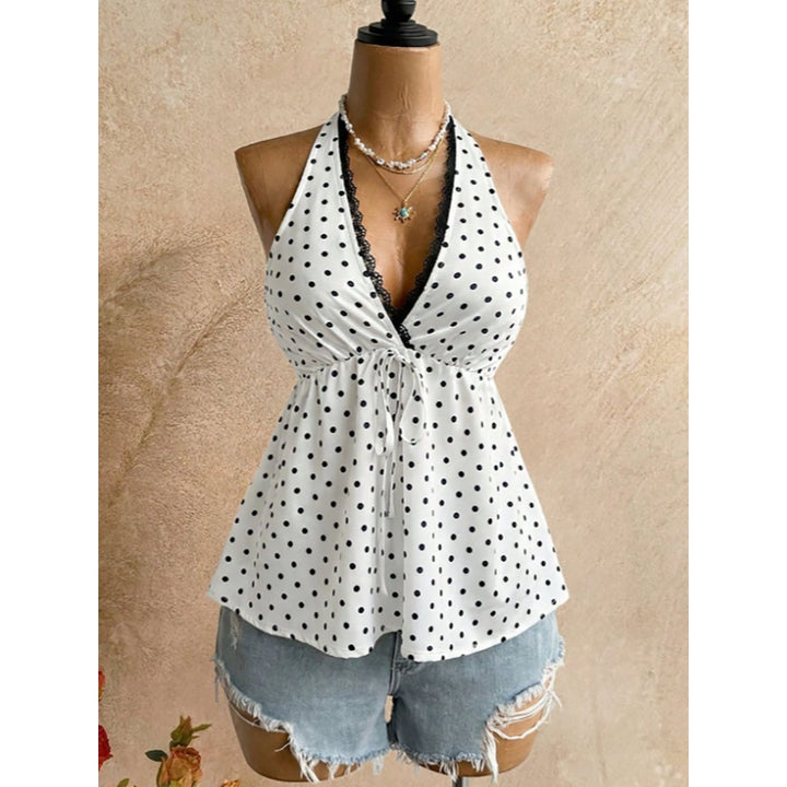 Leopard Lace Trim Halter Top