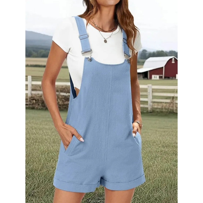 Linen Romper Shorts Women