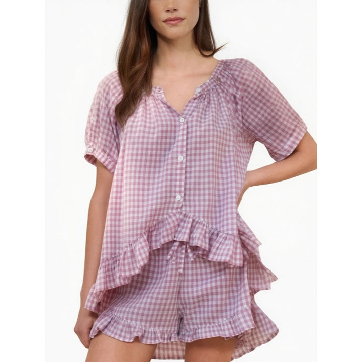 Gingham Lounge Shorts Set