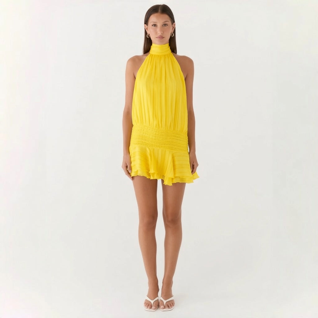 Sexy Halter Backless Tie Dress