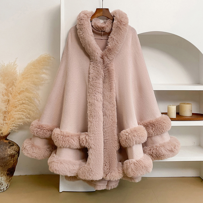 Women Autumn Winter Hooded Cape Coat