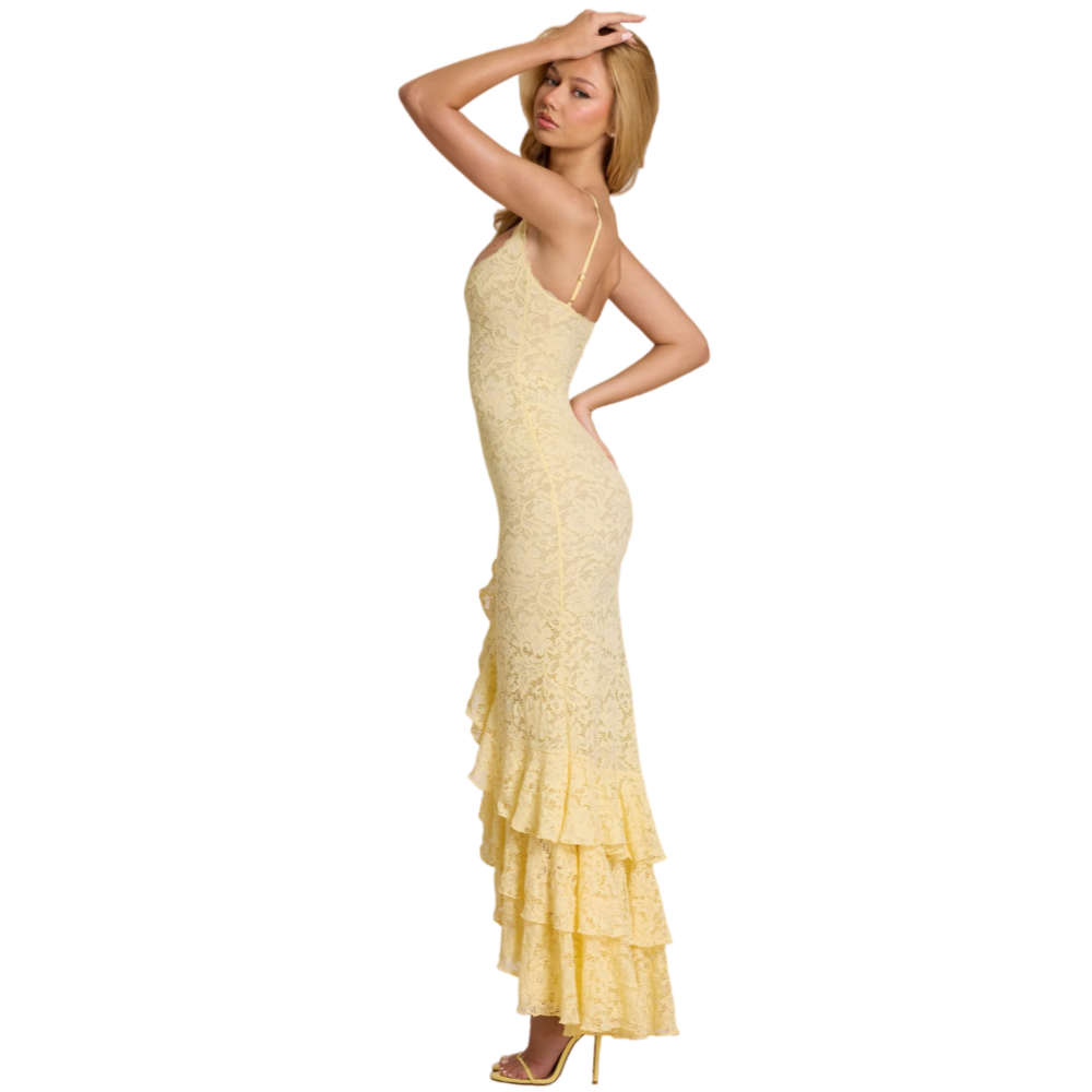 Sexy Lace Backless Slit Dress