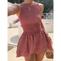 Sleeveless Plaid Asym Bodycon Dress