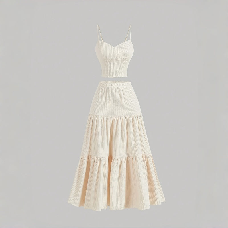 Solid Slim Cami A Line Skirt Set