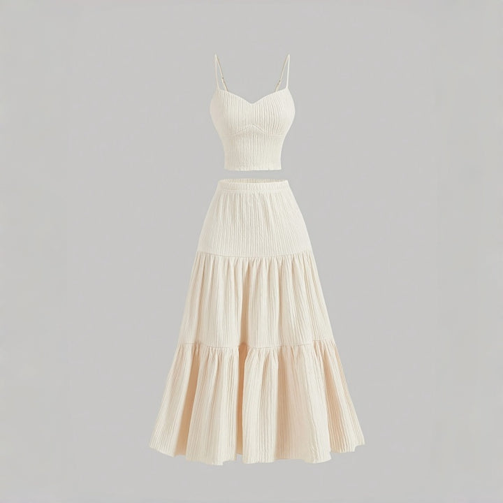 Solid Slim Cami A Line Skirt Set