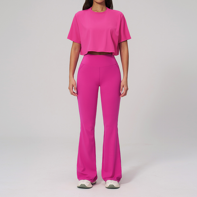 Short Sleeve Flare Workout Set