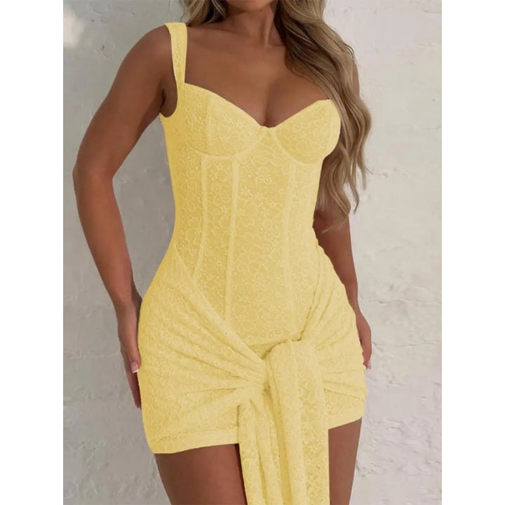 Lace V Neck Corset Bodycon Dress