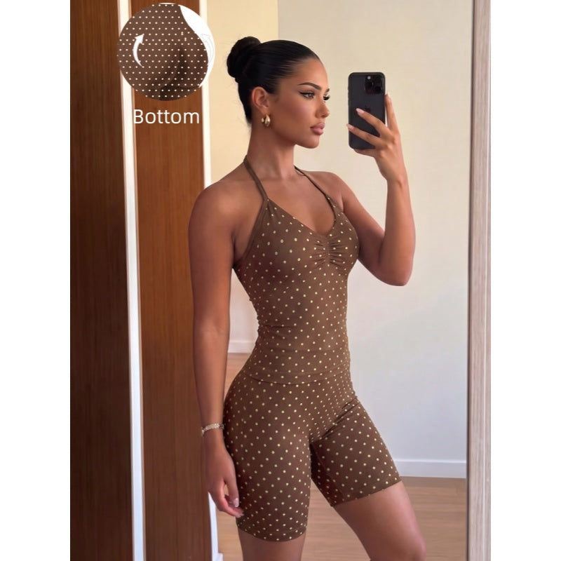 Polka Dot Halter Active Romper