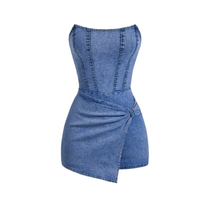 Strapless Denim Corset Romper Dress