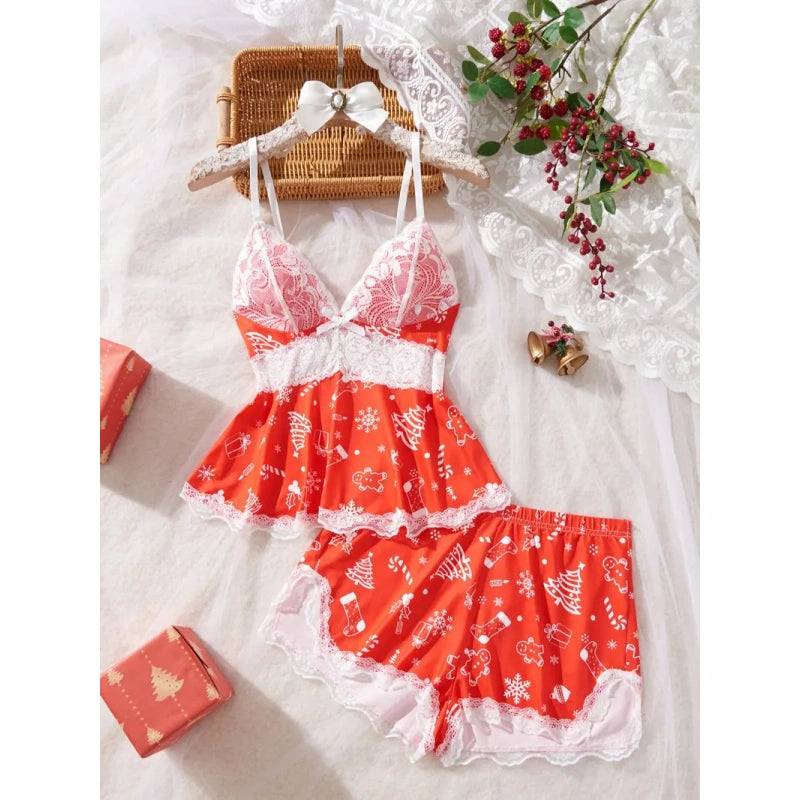 Holiday Lace Pajama Set