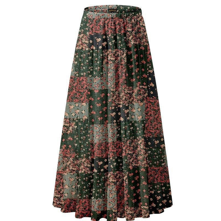 Boho Patchwork Chiffon Maxi Skirt