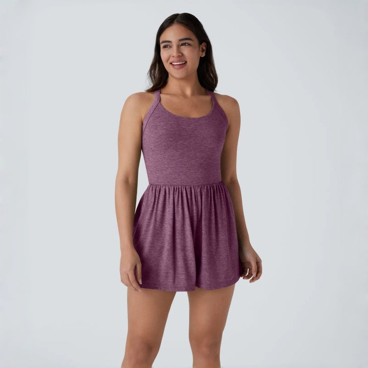 Backless Tie Pocket Romper Dress