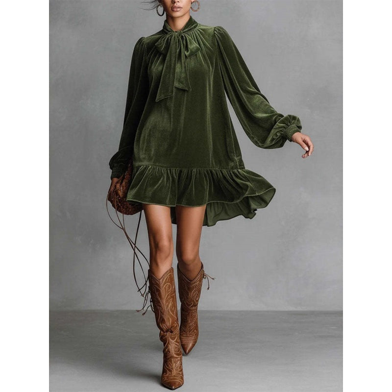 Velvet Bow Mini Dress