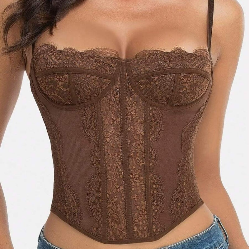 Lace Boned Corset Bustier Top