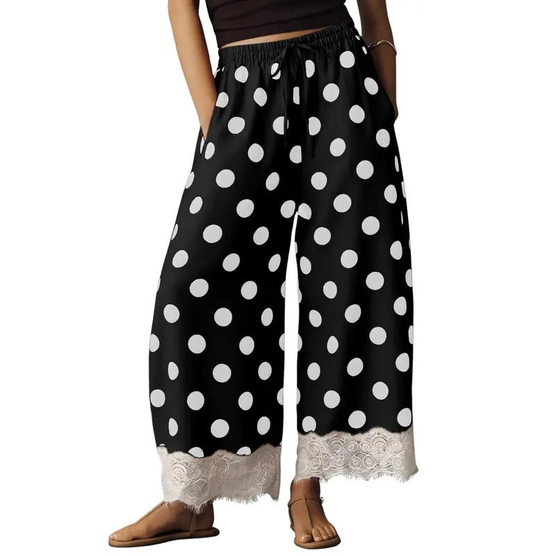 Polka Dot Lace Wide Leg Pants