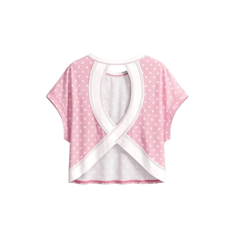 Polka Dot Open Back Crop Tee
