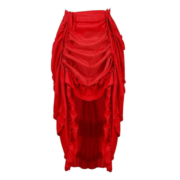 Ruched Ruffle High Low Midi Skirt