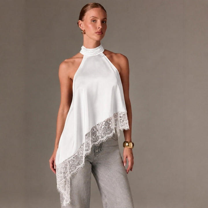Lace Halter Satin Cami Top