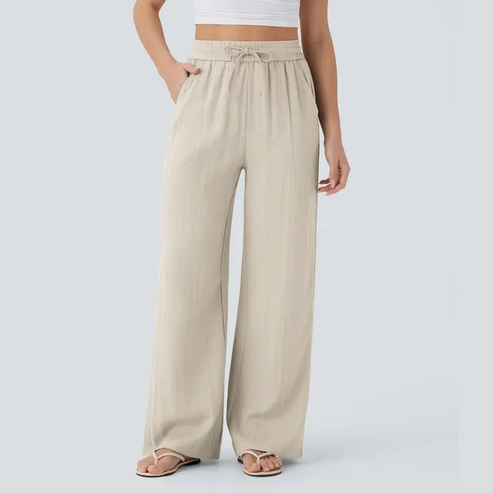 High Waist Drawstring Wide Leg Pants