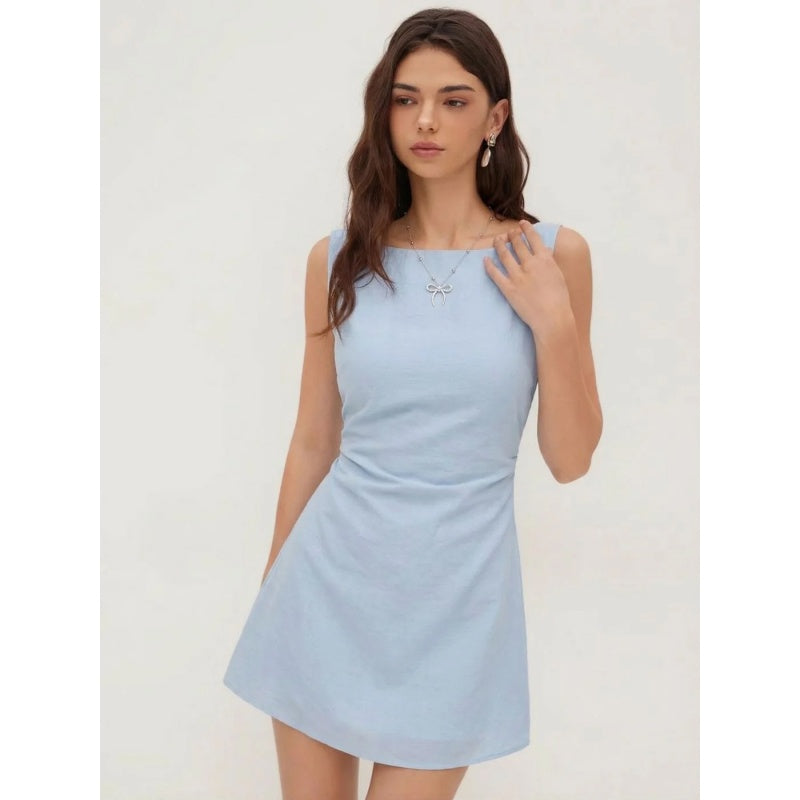 Backless Bow A Line Mini Dress
