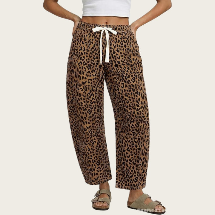 Leopard Wide Leg Drawstring Pants